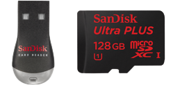2 Micro SD Memory Card Reader and 128 GB Micro SD